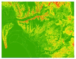 Result after applying Slope Spatial Analyst tool